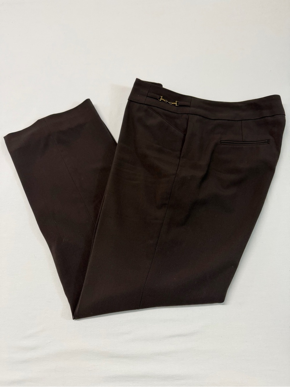 Larry Levine Dark Brown Mid Rise Straight Leg Tailored Slacks Dress Pants 1813
